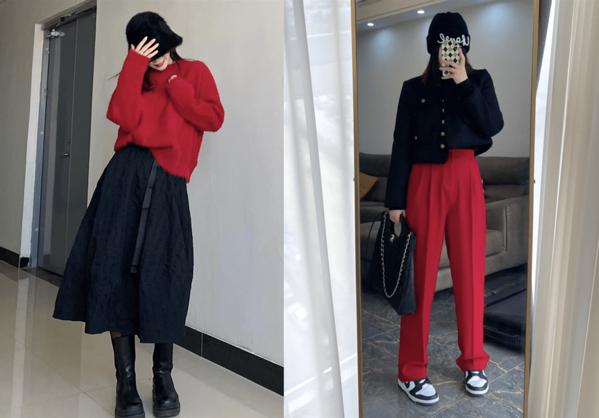 氛围 节日的氛围里怎么能少得了一抹“新年红”？穿搭有韵味，也很显白