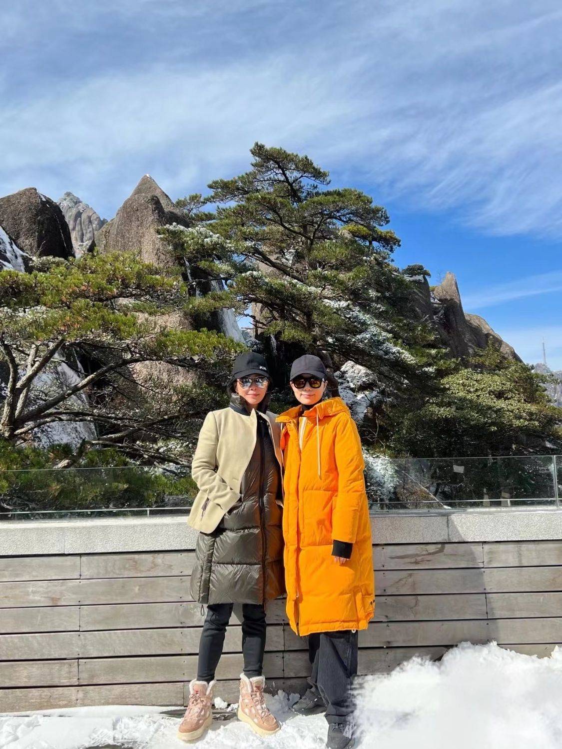 显得贵妇们合影洪荒站中间不被裁，刘嘉玲站边上，但她最漂亮有气质！