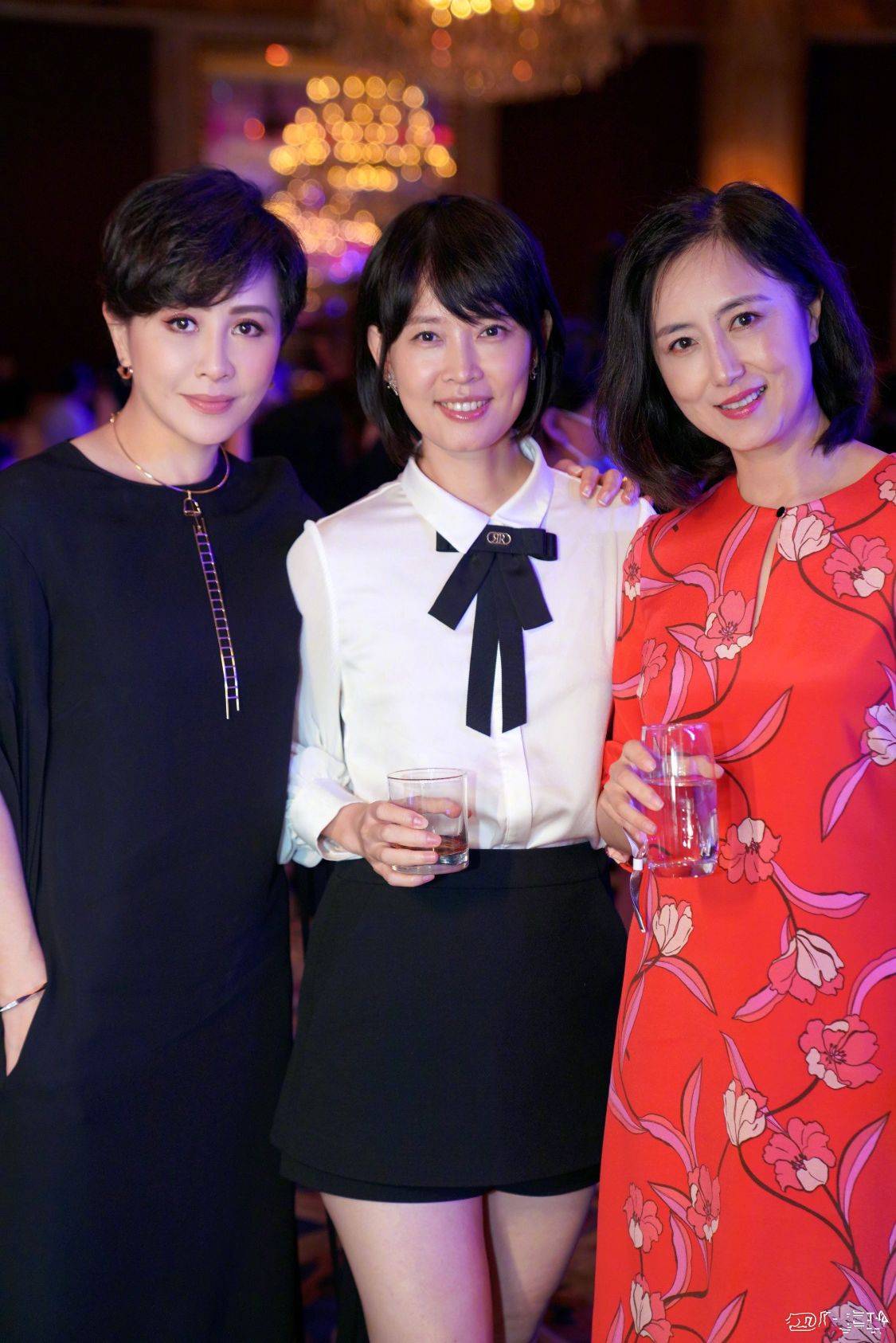 显得贵妇们合影洪荒站中间不被裁，刘嘉玲站边上，但她最漂亮有气质！