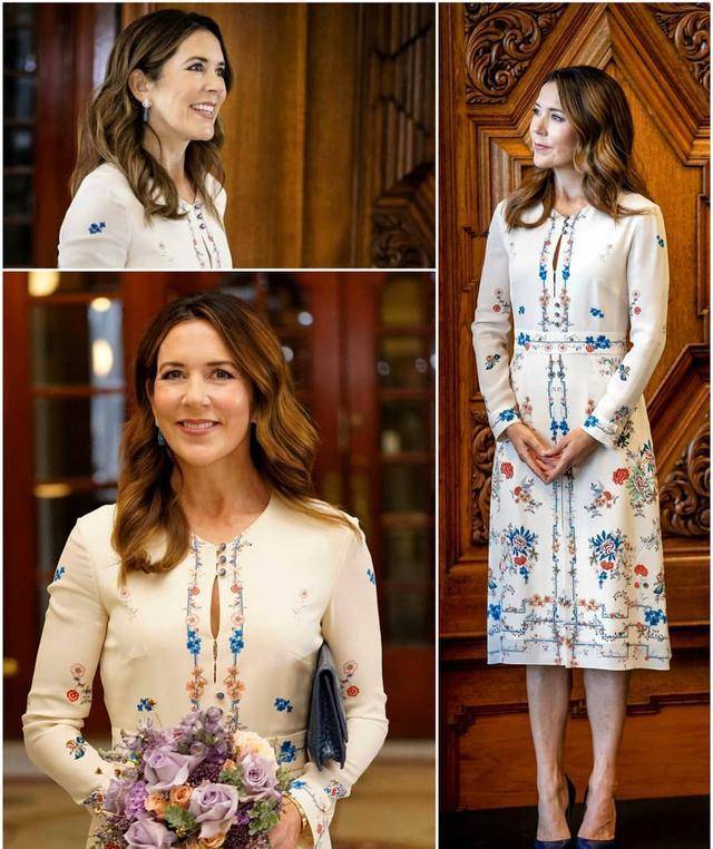 裙子 玛丽王储妃的花裙子造型:优雅如玫瑰,穿中式水墨风蕾丝裙好仙