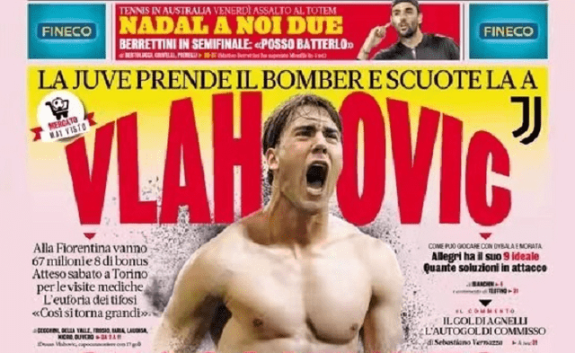 来自《米兰体育报》于当地时间1月26日的头版报道，以“弗拉霍