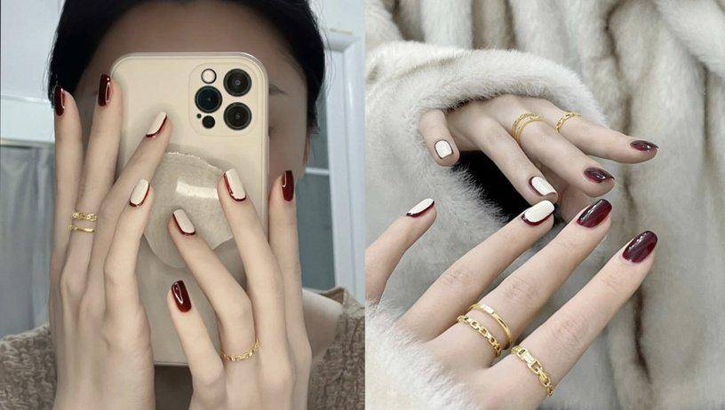 棋盘杨幂、热巴都是红色美甲控，2022新年做个复古红美甲，红火一整年