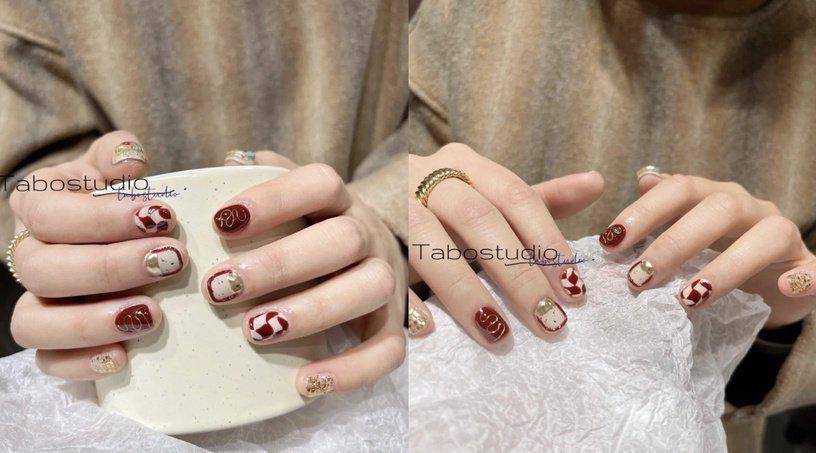 棋盘杨幂、热巴都是红色美甲控，2022新年做个复古红美甲，红火一整年