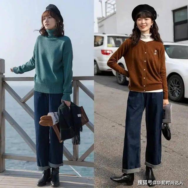 毛衣 气质感十足的牛仔裤搭配起来了,时髦又显瘦,很适合走亲访友