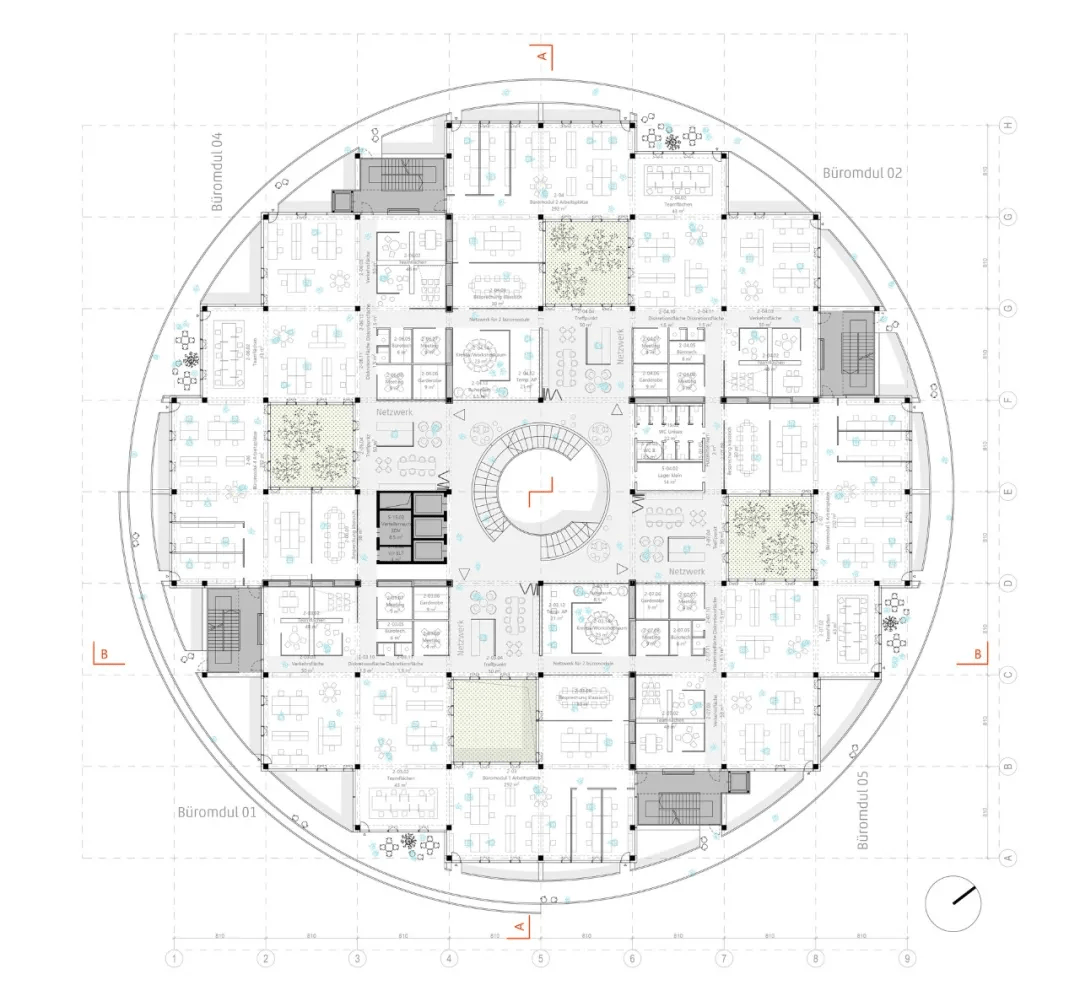 圆形建筑设计平面布局图片