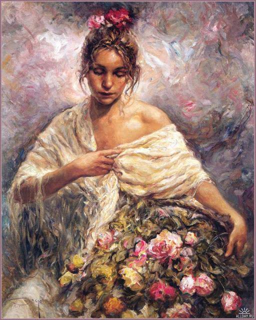 千人一面的现代型美女;西班牙画家jose royo写实人物油画