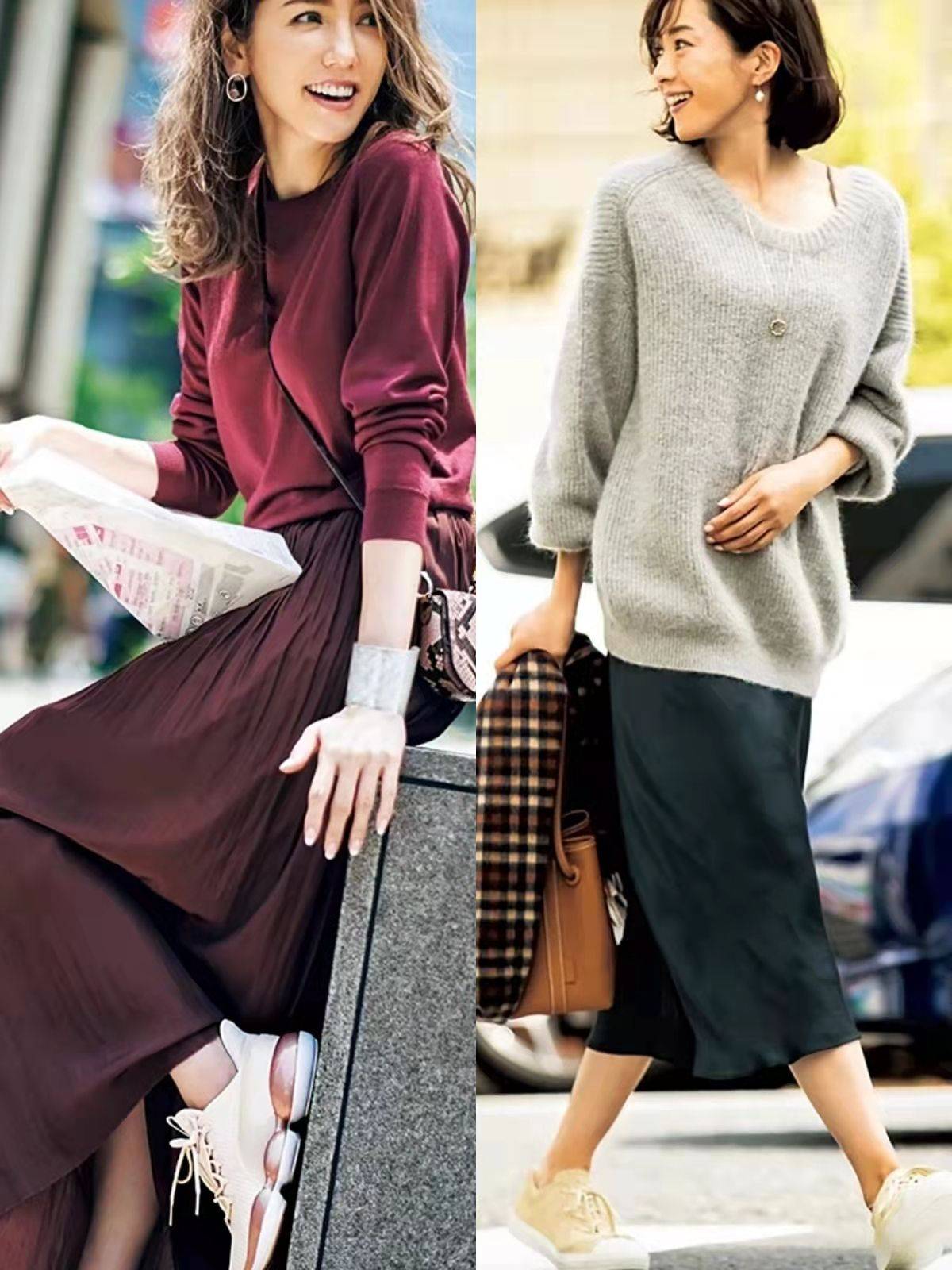 毛衣 妈妈辈穿“毛衣+过膝裙”时,建议多搭这几双鞋,穿出时尚气质