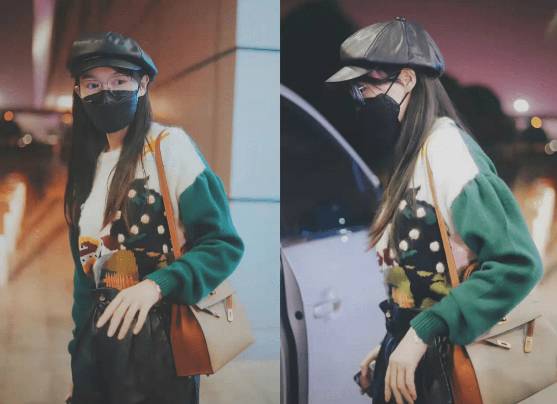 整体 唐嫣真是白到“反光”，身穿针织衫搭配直筒裙优雅知性，好高级?