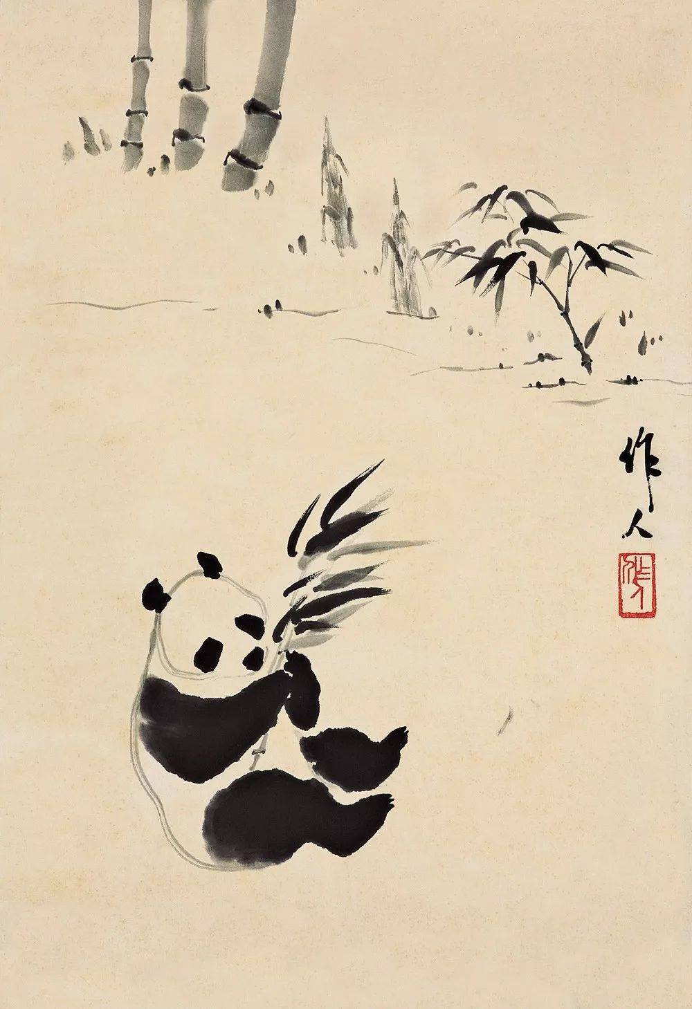 国画大师笔下的"墩墩",太萌了_熊猫_吴作人_勋章