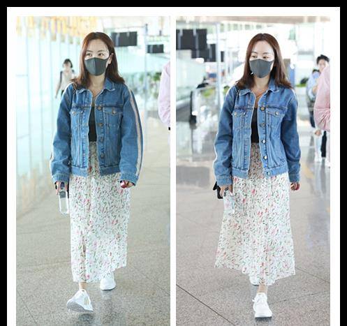 黑色 牛仔的外套真的挺显嫩的,像杨蓉这么搭配,看着像小姑娘