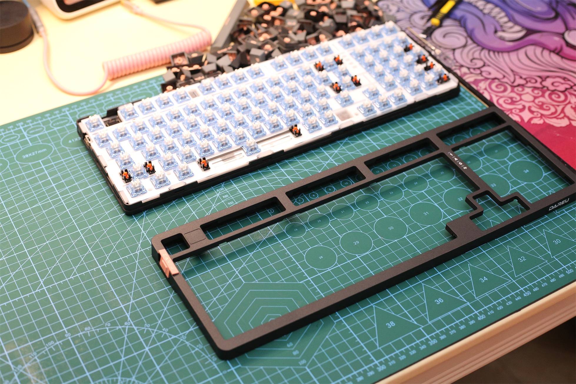 最便宜的gasket结构键盘拆解达尔优a98