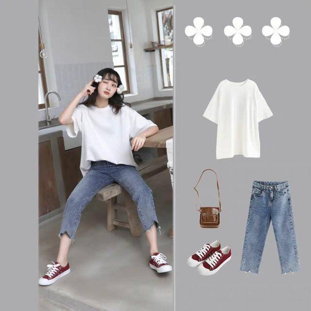 蓝色 蓝色拼接针织开衫+牛仔裤