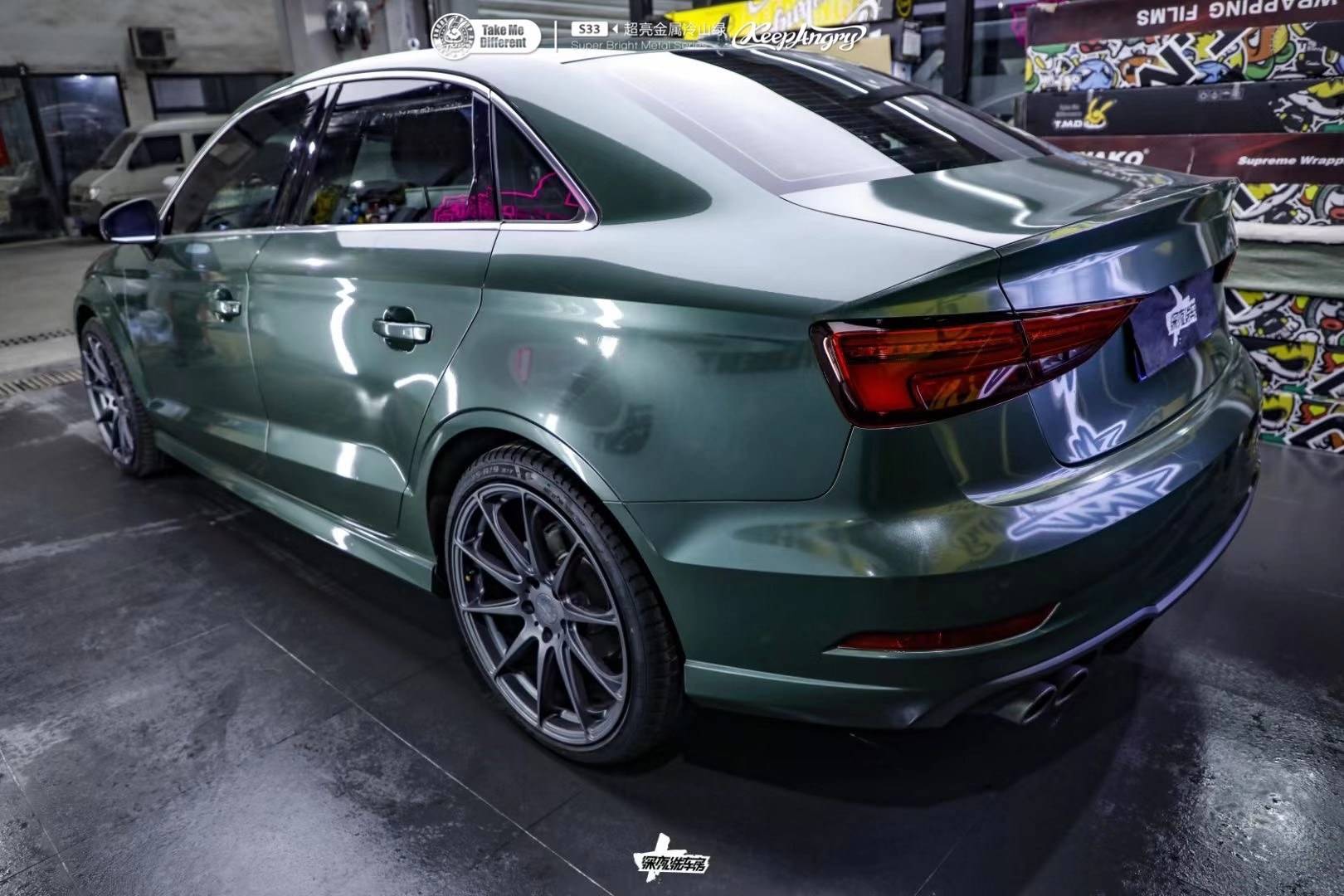 奥迪s3改色tmd潮牌改色膜冷山绿_搜狐汽车_搜狐网