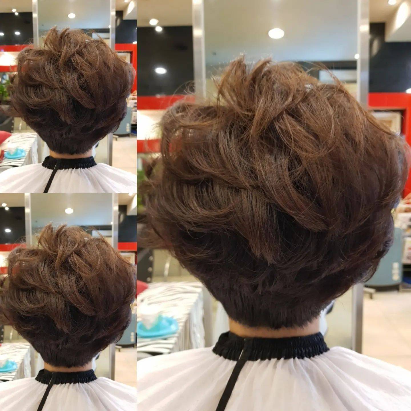 发型白发阿姨做纹理短发，年轻女生做狼尾发型，效果都很美