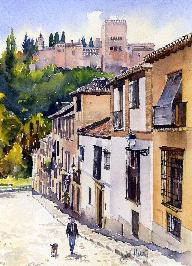 德国水彩画家elke Memmler笔下的花园和建筑风景 韦比施 哈尔 行云流水