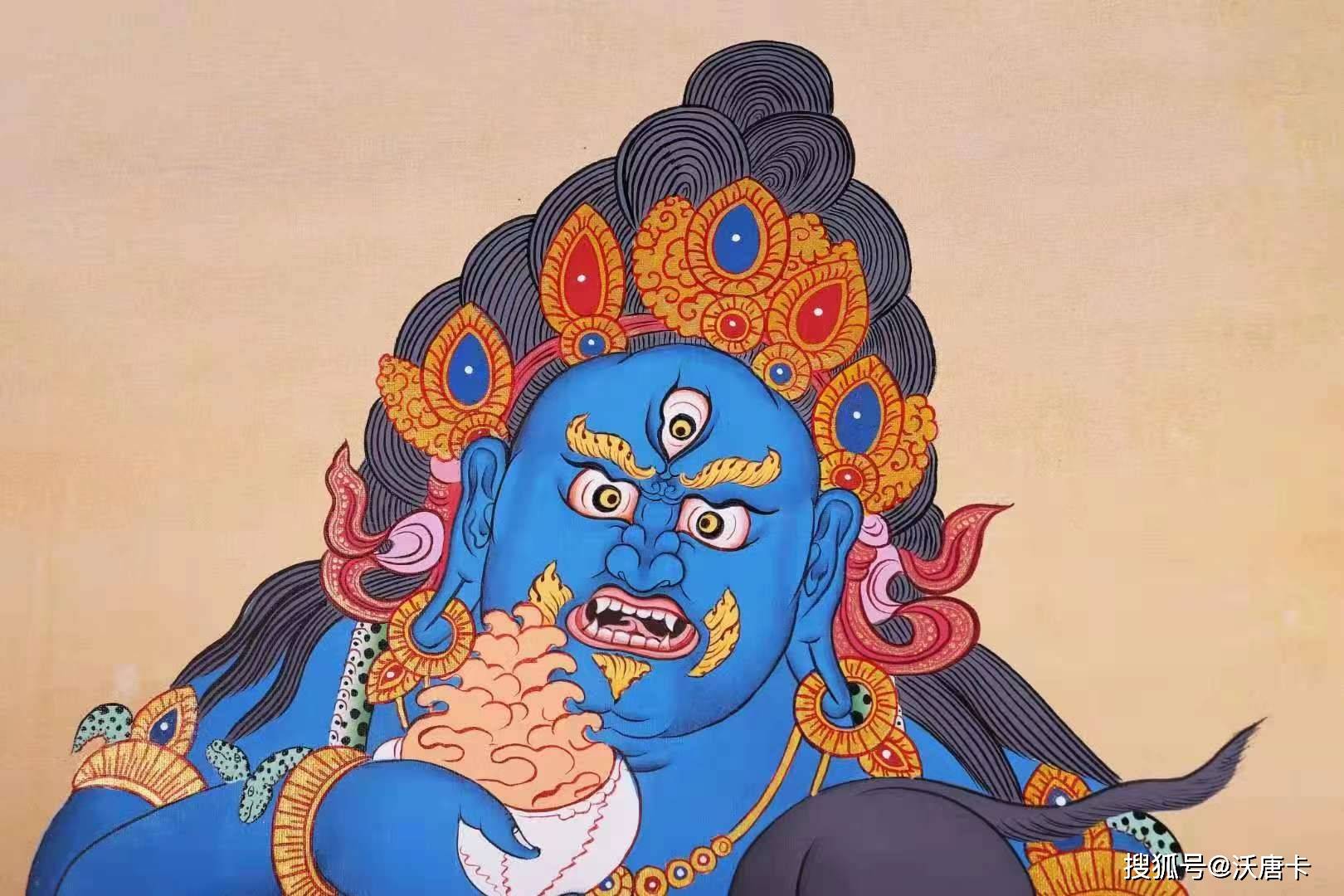 接下来请朋友们欣赏一组编号为138-798336的黑财神唐卡:6,一个房子内