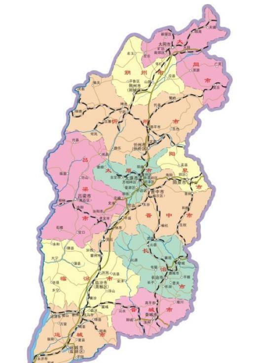 山西省政区图长治市则接纳了沁州,潞州的所有县,目前管辖:潞州区,上党