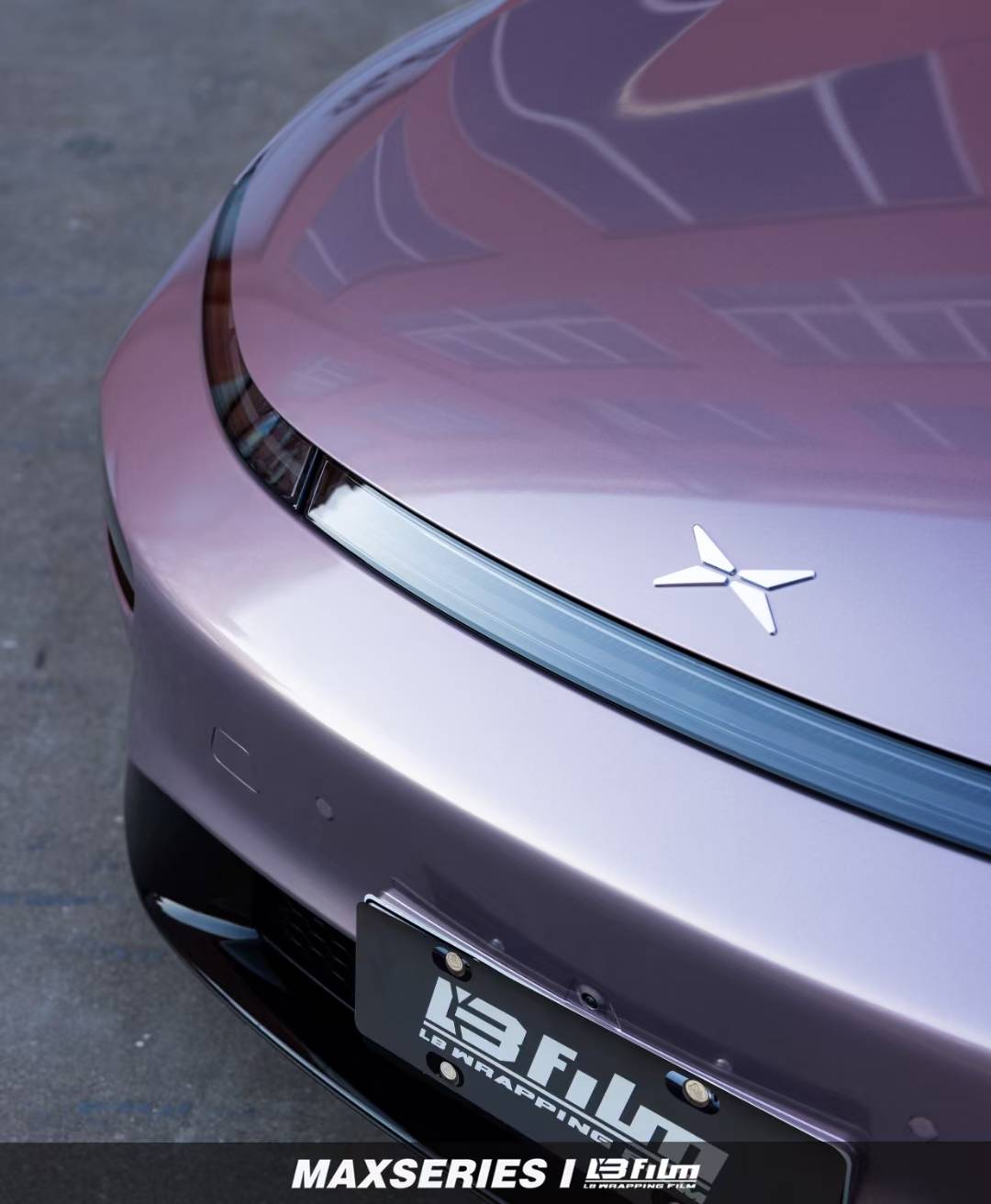 小鹏p7全车lbfilm改色膜原厂漆冰莓粉