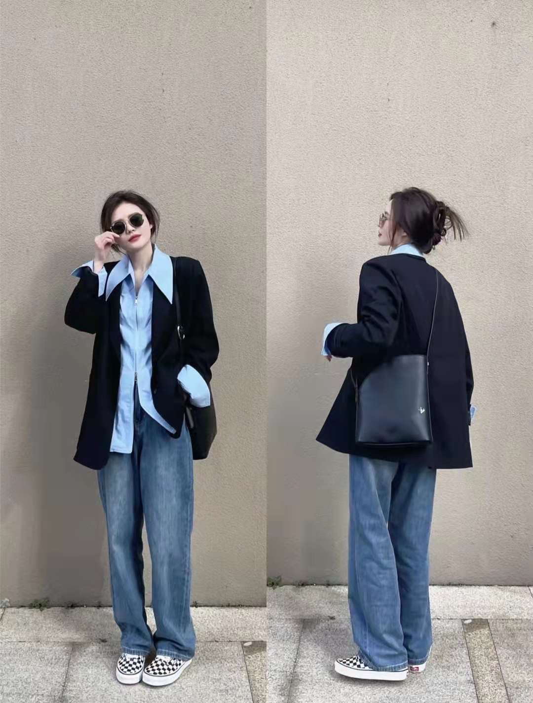 黑色西装怎么搭配好看图片女