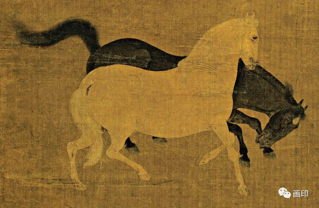 唐 韓幹 (８世紀） 「牧馬図」 額装 / 二玄社/複製 複写 ...