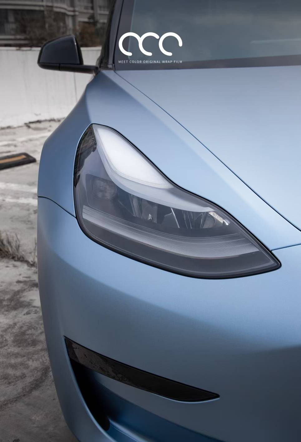 特斯拉model3车身贴膜漫彩改色膜颜色亚面重金属迷雾蓝