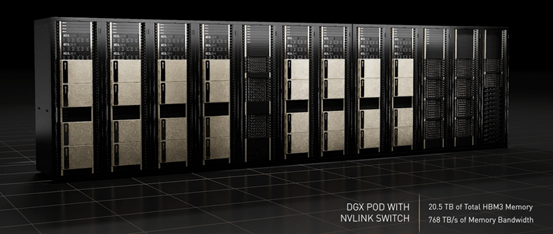 每个服务器系统包含8个h100显卡,通过nvlink链接为单个整体,晶体管