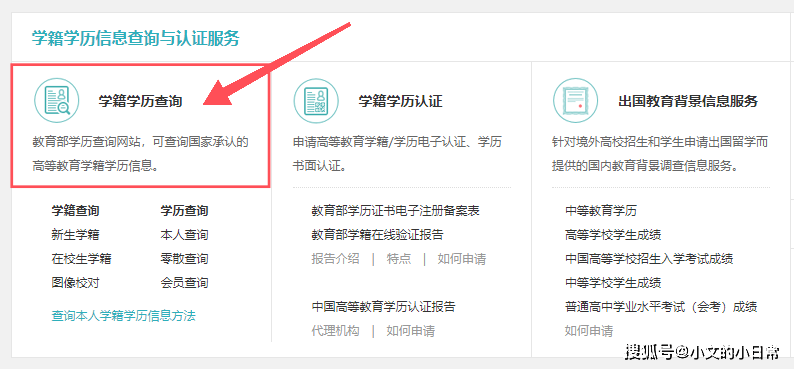 点击"学籍学历查询"02登录学信网网址:www.chsi.com.