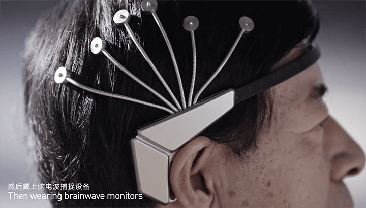 egox脑波仪,视友科技第六代便携式脑电采集设备宽大的灰白工业风厂房