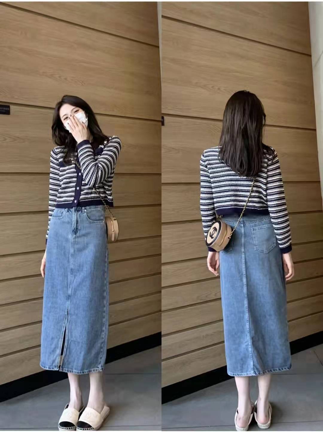 中长款的牛仔半身裙怎么搭配才好看