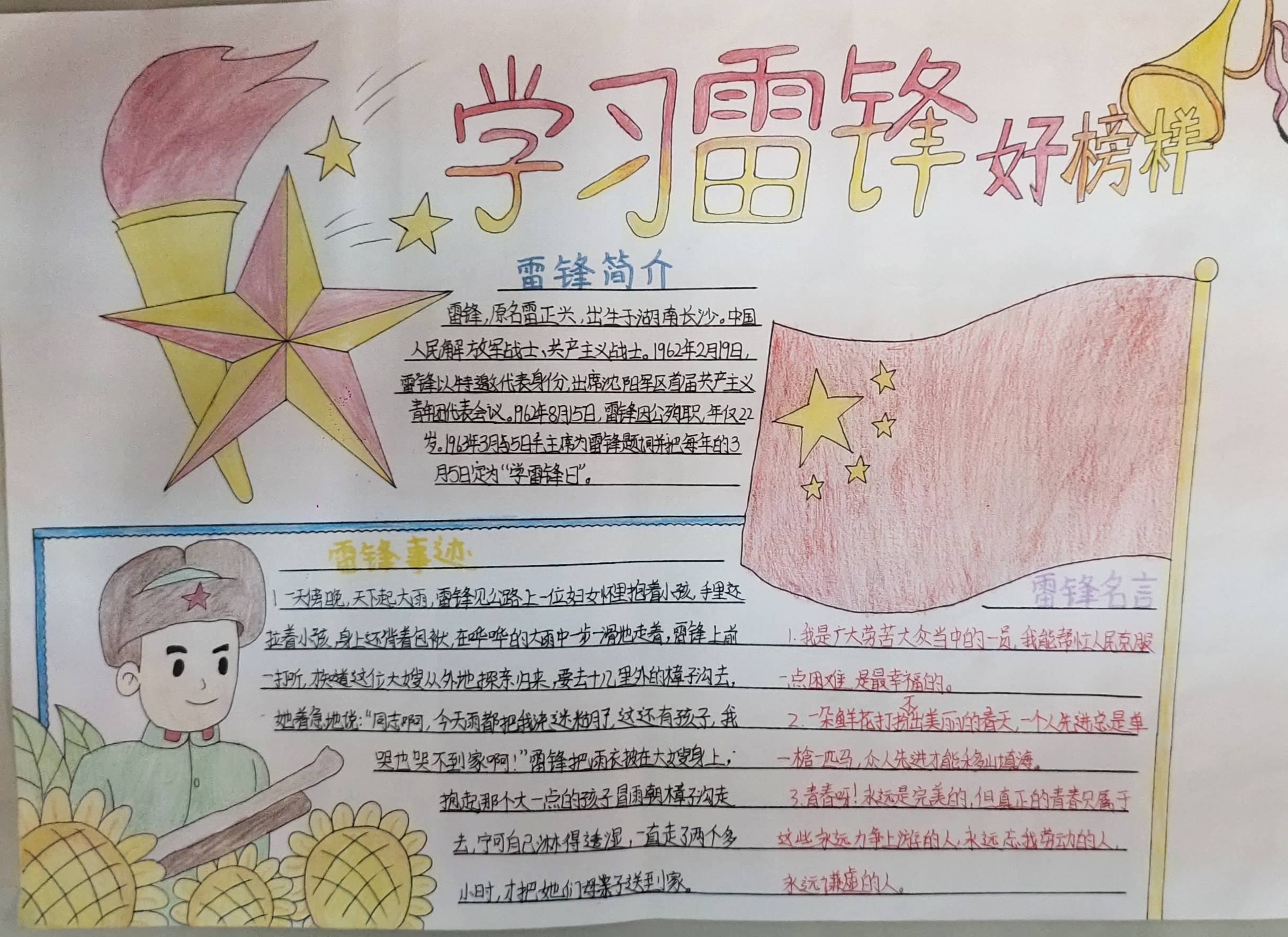 河南义马市第一初级中学开展弘扬雷锋精神,做新时代好少年手抄报展