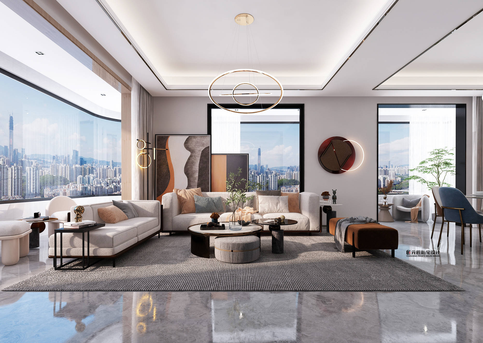 济南私宅装修全案设计天风云墅230平现代风格