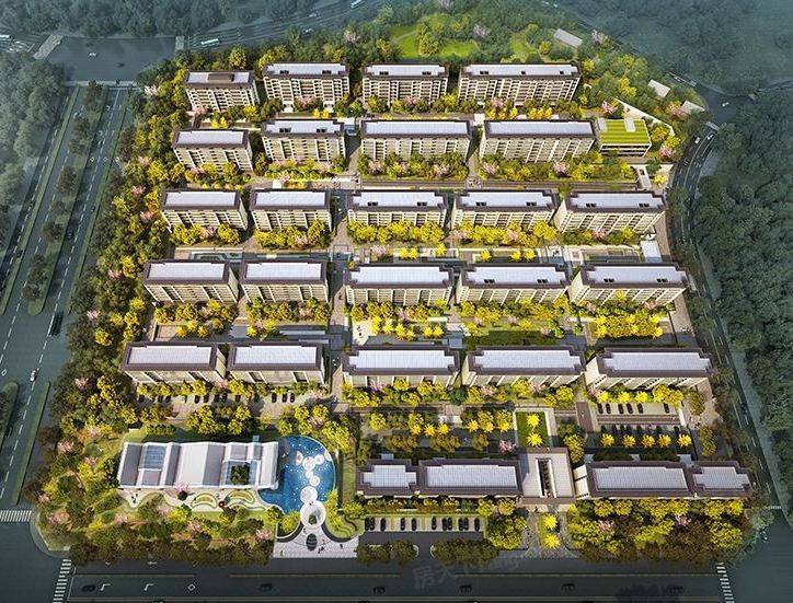 行列式布局的住宅平行排列,公共设施,绿地,景观等穿插地安排在住宅