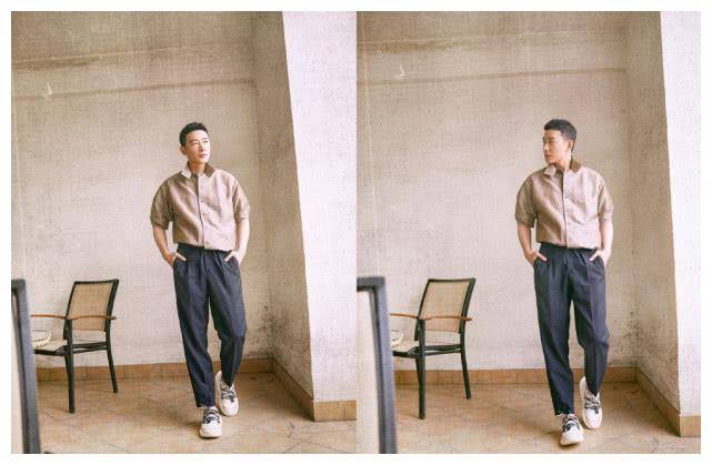 原创罗晋哪像38岁外穿字母款衬衫搭五分裤休闲打扮似年轻小伙