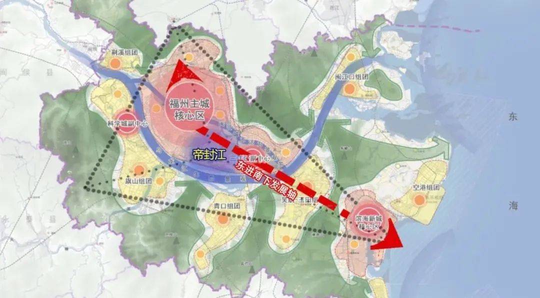 区位示意图其中,城南帝封江板块在地理位置上处于福州城区几何中心