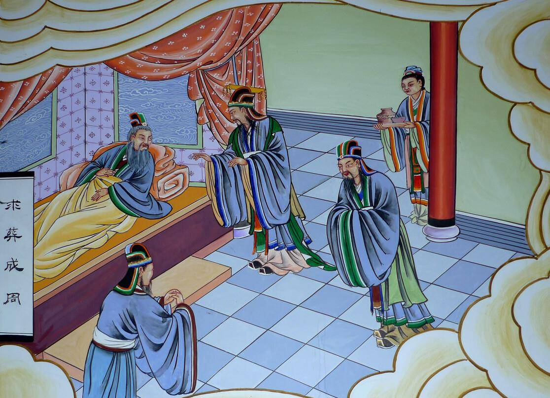 后来,成王也不含糊,把周公旦埋葬在周文王墓旁,以示尊崇,并且说:"我不