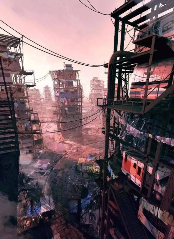 在电影《头号玩家》中,2045年的贫民窟也是如此的基本机结构,栋栋耸立