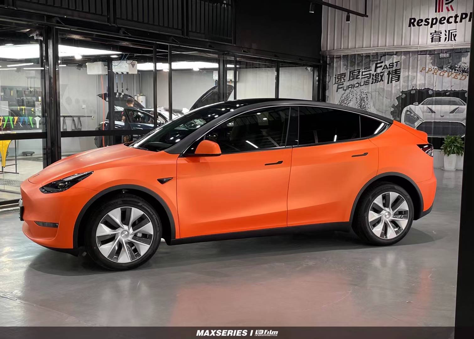 lbfilm改色膜案例特斯拉modely消光熔岩橙