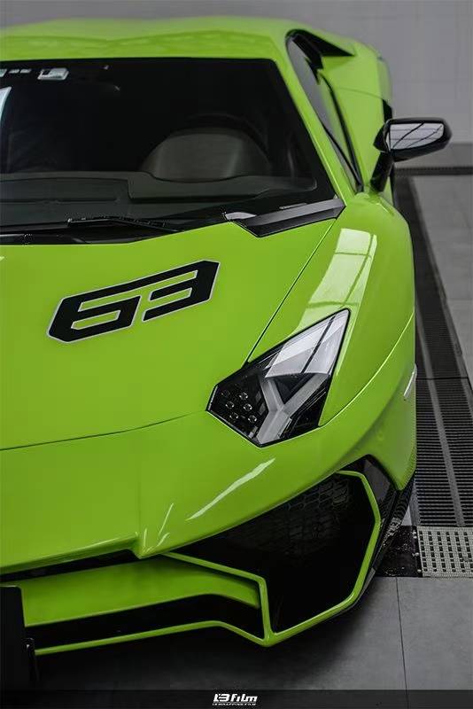 兰博基尼aventadorlbfilm改色膜高亮苹果绿