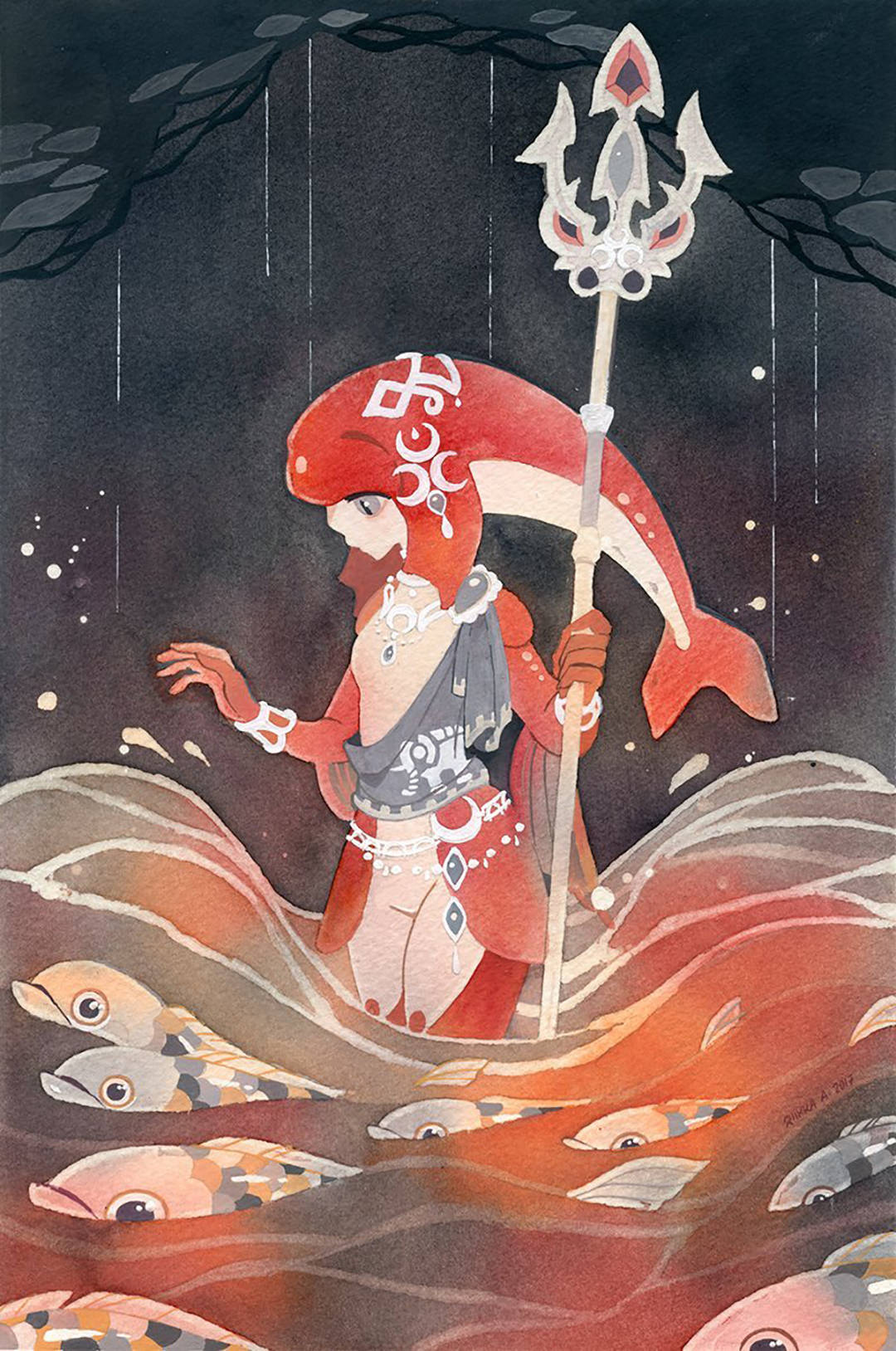 充满故事性的梦幻水彩插画,将灵幻的爱情故事描绘地淋漓尽致