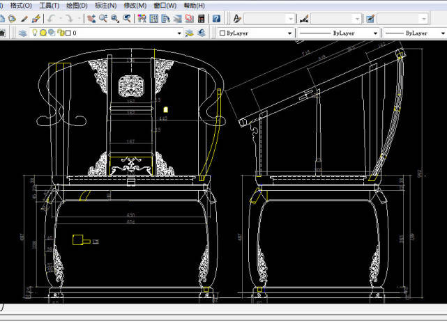 1:1 打印图纸圈椅三件套茶几cad图纸圈椅零部件cad图纸圈椅料单