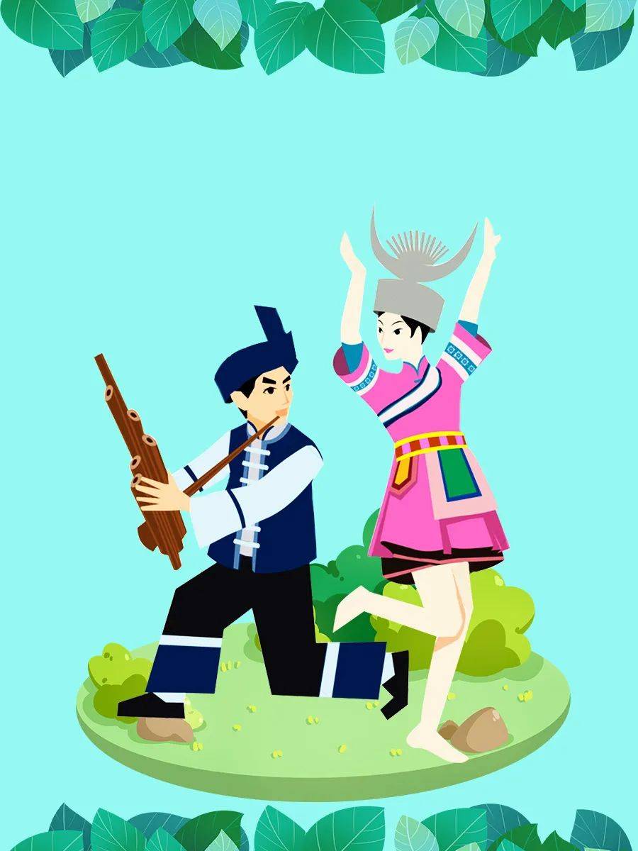 贵州侗族插画图片