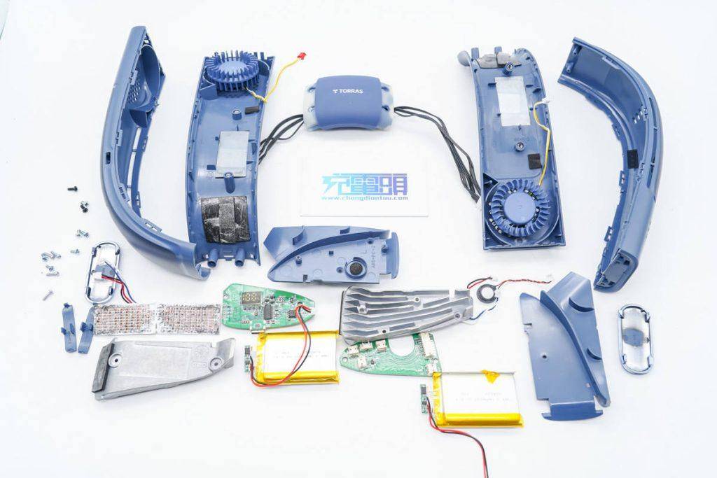 内置两个直径38mm超大涡轮风扇,吹风更强劲,图拉斯酷飞2挂脖空调拆解