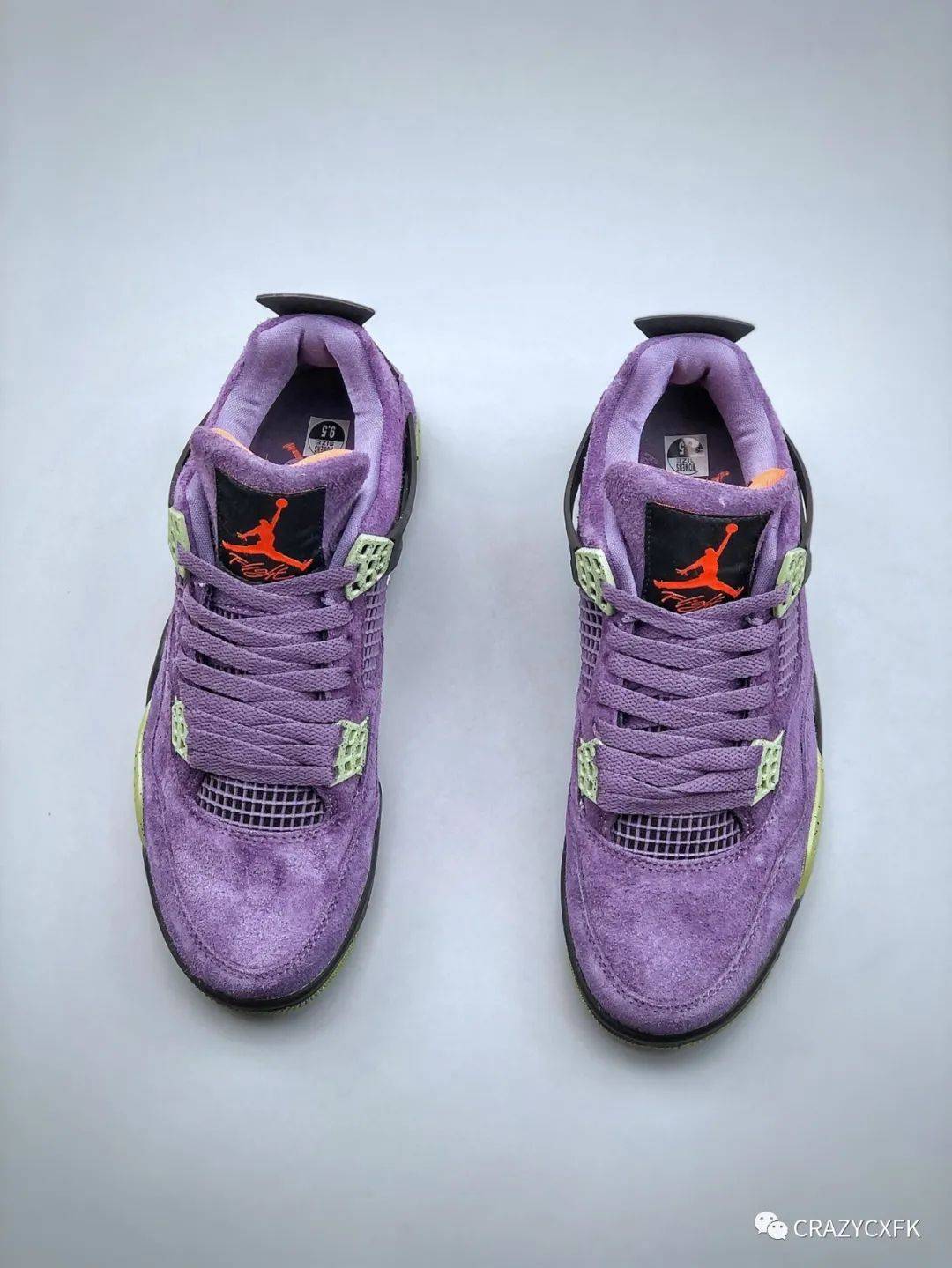 乔丹air jordan 4 canyon purple 峡谷紫麂皮篮球鞋_浅绿色_黑色_紫色