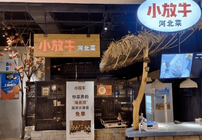 具體體現在海報,菜單,公眾號等宣傳中;2,小放牛餐飲店對標海底撈,宣稱