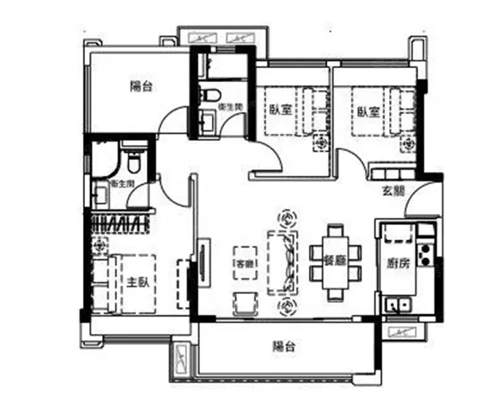 108㎡四室两厅两卫 面积配比合理的好户型 值得一看