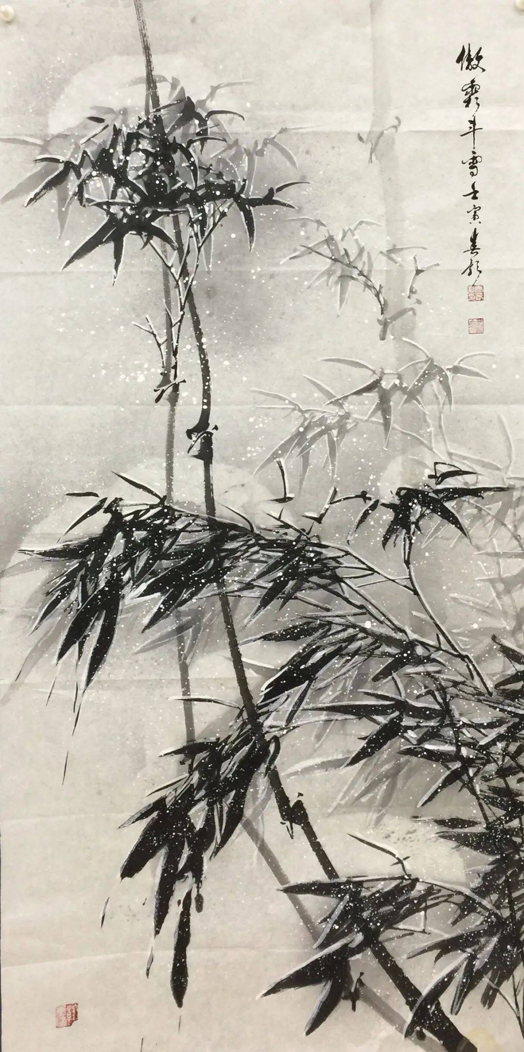 马春影画雪竹仿佛能听见下雪的声音