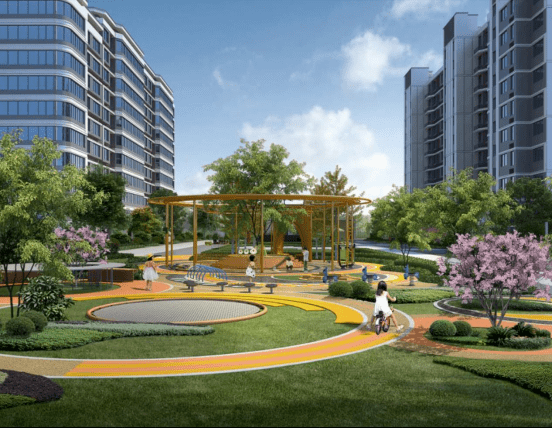 宿迁 宸悦府效果图广场舞自由的社区小广场"原来,不曾留意过的广场