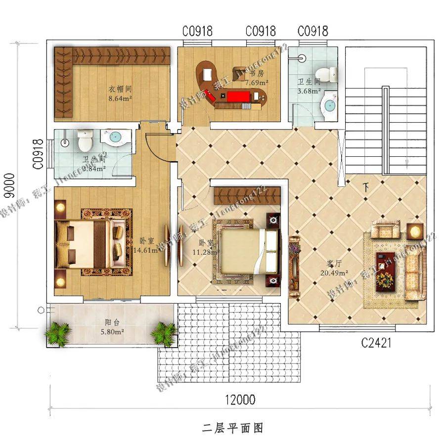 農村小別墅,12×9米的宅基地剛剛好,10年後你會慶幸及早建了房_戶型