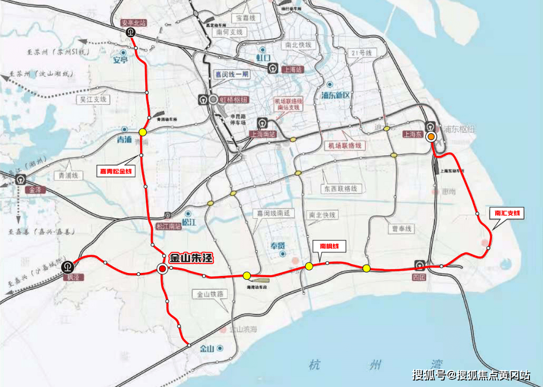 除了南枫线,这里还将有一条规划的市域线"嘉青松金线",两条共汇朱泾.