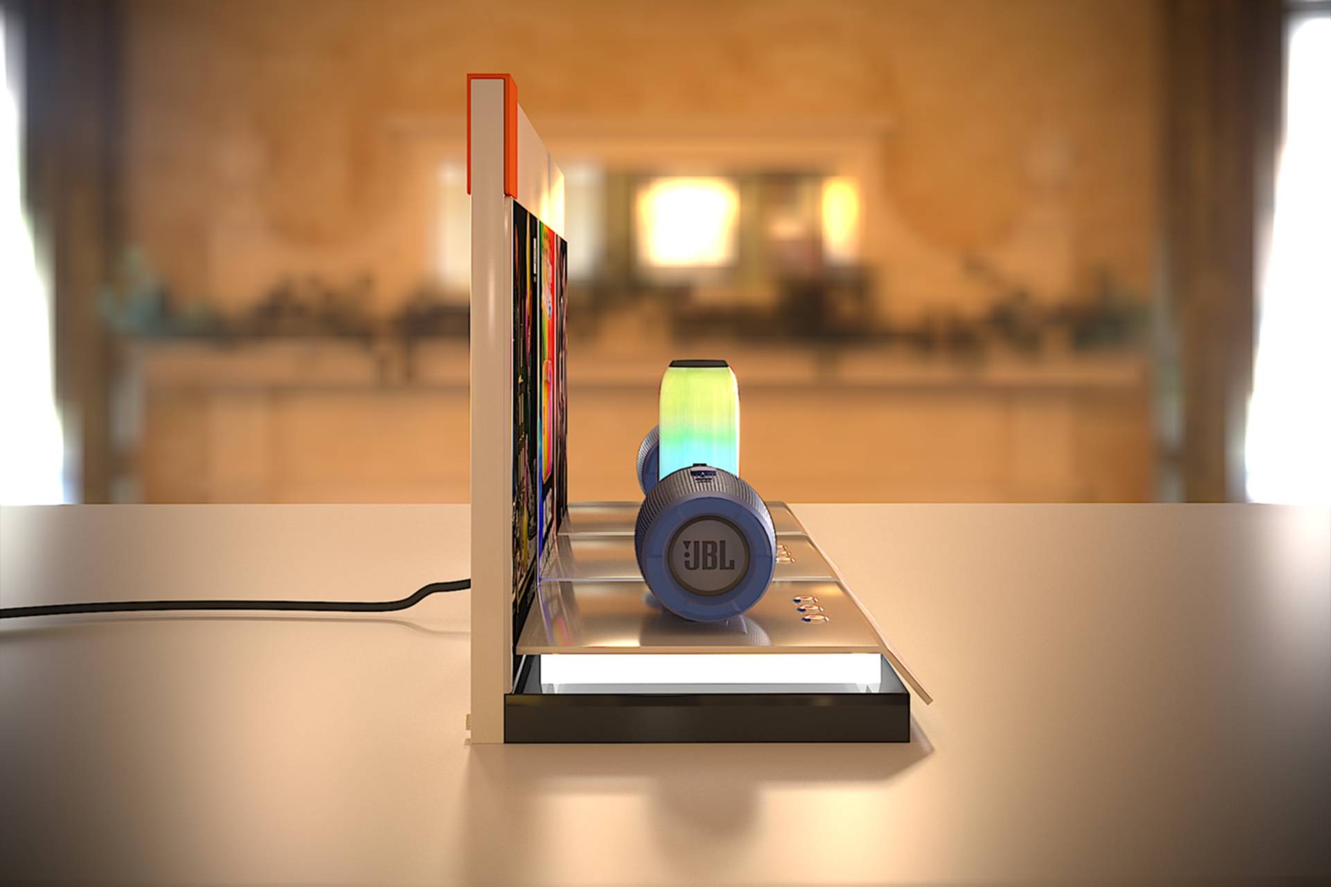 品牌展示柜设计_jbl音响展示柜效果图{东莞麦克斯}_音箱_产品_生产商